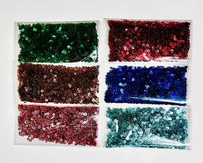 KHUSHA CREATIONS Sequence/Sitara combo for Embroidery ,Craft ,Decoration(10gmseach:Total 60grams)