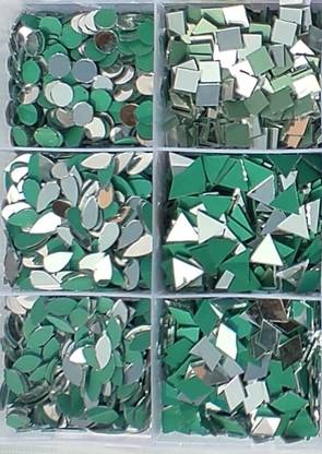 NJK 6 Different mirror beads for jwellery makeing ( 900 pcs with glue cone)