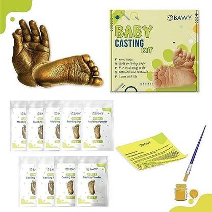 bawy 3D Baby Casting kit for Handprint and Footprint for New Born.(4 Cast)