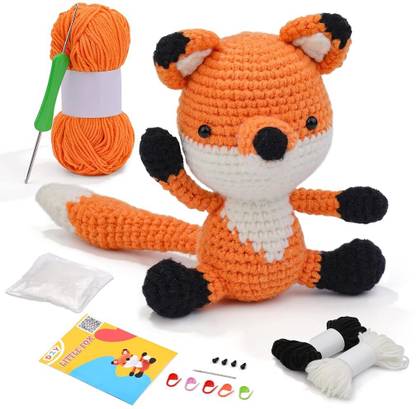 Zibuyu Beginners Crochet Kit, Crochet Animal Kit, Knitting Kit with Yarn, Polyester