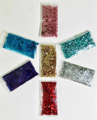 KHUSHA CREATIONS Sequence/Sitara combo for Embroidery ,Craft ,DIY (10grams each : Total 70grams)