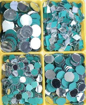 SK ART GALLERY 4 shape glass mirror 6,10,12mm round,9mm.barf (each size 100g,total packet 400g)