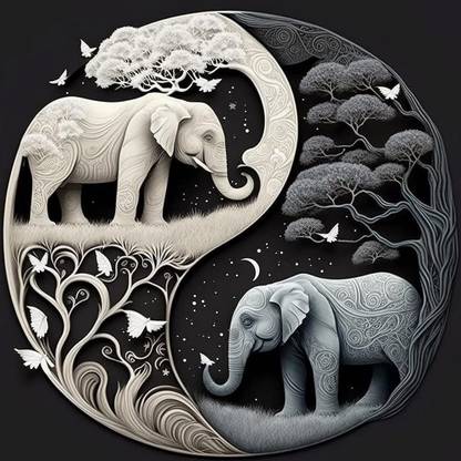 PATPAT Diamond Painting Kit, 11.8x11.8inch Elephant Diamond Painting, 5D