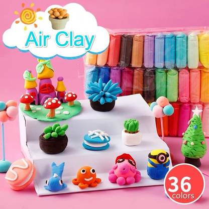HappyBive Pack of 36 Non-Toxic Modelling Fluffy Foam Bouncing Air Dry Clay for Kids|H111