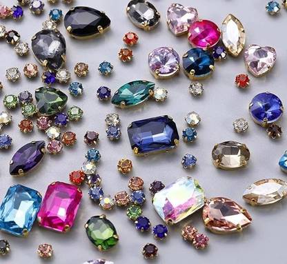 DIY Crafts 40 Pcs, Copper, Gold Claw Crystal AB Sew on Rhinestones for DIY Jewelry Making