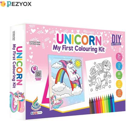 PEZYOX Unicorn first coloring kit 24 coloring sheet Included DIY Activity Kit for Kids