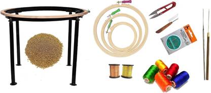 rawzone Aari Work Embroidery Stand 18" With Aari Work Materials Kit Size (5,9,10) Inches