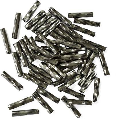 Embroiderymaterial 12MM Bugle Beads For Jewellery Craft Embroidery DIY Making Purpose (Gray, 100 Gram)