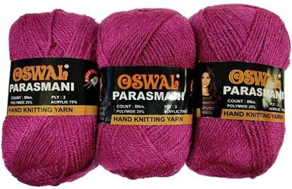 Oswal wool Parasmani Hand Knitting Soft Fingering Crochet Hook Colour (100GMS Each) 500GMS Shade no.10