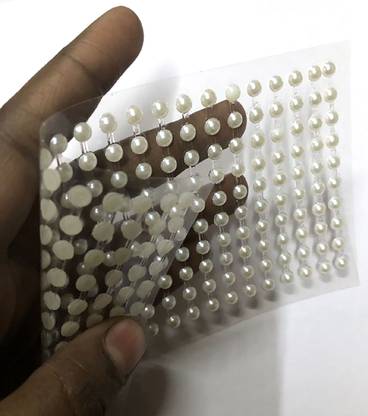 KRASHTIC White Shining (Size 3mm)Pearl Stone For Art & Craft Activity Set 1 Self Adhesive