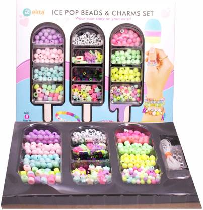 Ekta Ice Pop Beads & Charms Set, Make Your Own Personalized Bracelets & Jewelry Beads