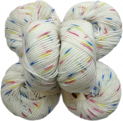 JEFFY Vardhman Acrylic Knitting Wool/Yarn Multi Shaded White 02 (Pack of 6) Baby Soft Wool Ball Hand Knitting Wool/Art Craft Soft Fingering Crochet Hook Yarn, Needle Knitting Yarn Thread Dyed