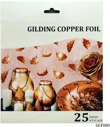 BM RETAIL Foil Imitation Sheets for Art Crafts Decoration 25 Sheets(6x6 Inch)(Copper FOIL)