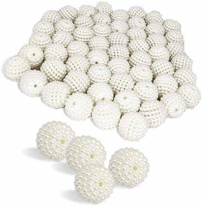 Uniqon Pack of 100 Gram (20 Pcs Approx) 25mm White Angura Moti Beading Craft Material