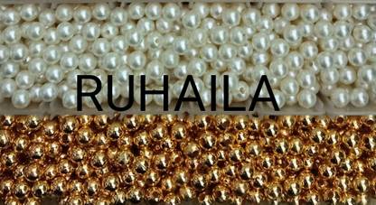 RUHAILA 8+8 MM MEDIUM SIZE GOLDEN+WHITE PLASTIC BEADS FOR JWELLERY CRAFT 200 PCS