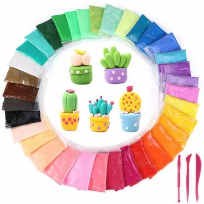 OBAMA DIY Ultra Light Modelling Bouncing Clay Multicolor with Tools for Kids Pack of 12 Clay