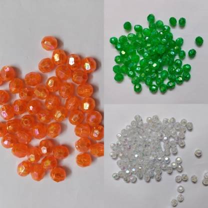 Shree Radhey Macrame Matka Beads | Plastic Beads Green Orange White (100 each)