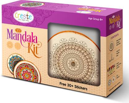 CRESTE Mandala Art Kit with Wooden Base for Kids and Adults | Lippan Art and Craft Kit