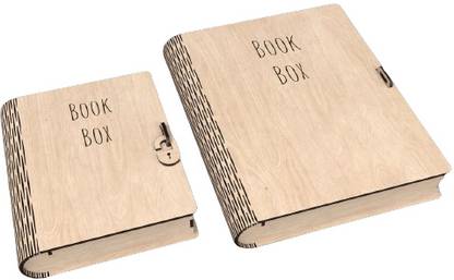AmericanElm Wooden Book Box Set - Large and Medium Size - Storage for A4 and A5 Paperwork