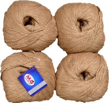 M.G Enterprise Giggles LIght Brown (200 gm) Wool Ball 50 gm each Hand knitting wool / Art Craft soft fingering crochet hook yarn, needle knitting yarn thread dyed
