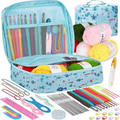 Qroof Crochet Kit for Beginners Adults Include Yarns, 59pcs Crochet Starter Kit