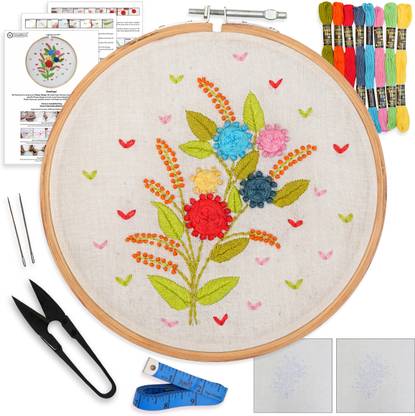 Embroiderymaterial Hand Embroidery Tutorial DIY Kit with 6 Different Types of Embroidery Stitches