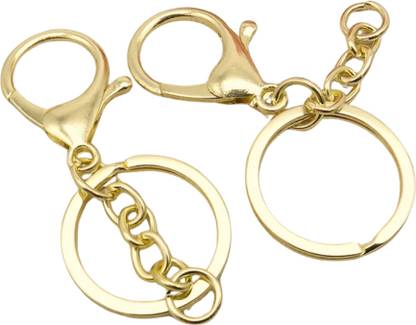 R H lifestyle 12 Pc Gold Keychain Ring with Lobster Claw Clasp and Jump Ring Keychain Hook