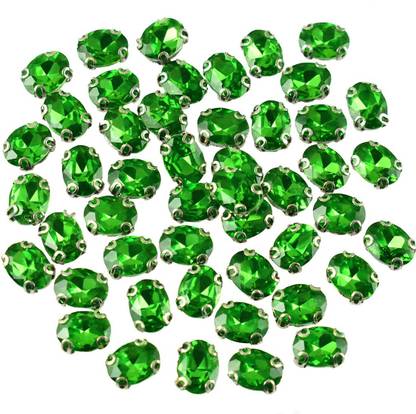 Embroiderymaterial Emerald Green on Glass Crystal Stone with D Catcher for Embroidery & Jewellery Making (48 Pieces)