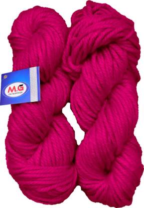 M.G Enterprise JP Magenta (200 gm) Knitting Yarn Thick Chunky Wool Hank Hand knitting wool / Art Craft soft fingering crochet hook yarn, needle knitting yarn thread dyed.