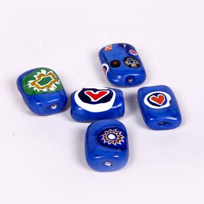 DeLemon Millefiori Rectangle Glass Beads (250g, 25x18mm)