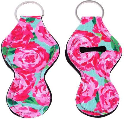 Lyla Handy Lip Balm Holder Key Chain Chapstick Holder Decoration Rose Red