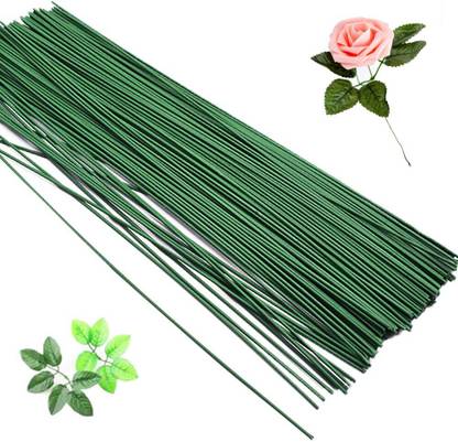 3A Featuretail 15 Inch Green Floral Stem Wire Crafting Wire for Artificial Flowers Making 50pc