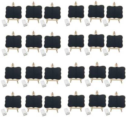 Gold Leaf Mini Chalkboard with Stand, Small Wooden Blackboards with Chalk and Easel Stand