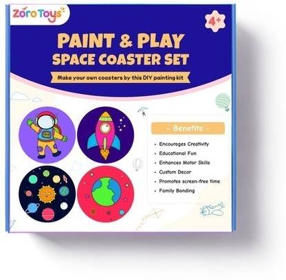 ZORO Toys Paint & Play Space Coaster Set DIY Space-Themed Coaster Painting Kit