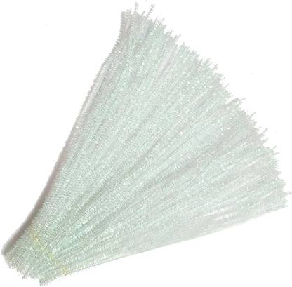 3A Featuretail White Synthetic Pipe Cleaners Sparkled for Hobby Crafts, Scrapbooking 100pc