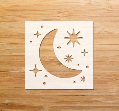 AmericanElm Moon and Stars Stencil - Reusable Wall Stencil for Home Decor