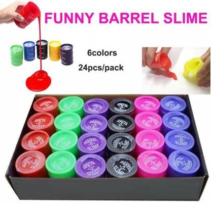 AB squar Slime Barrel for Kids Slime Box for Kids Play Non Sticky, Non Toxic Clay-24pc