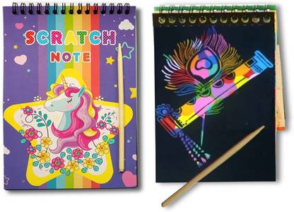 MON N MOL TOY Magic Unicorn Rainbow Scratch Art Book (Set of 10)