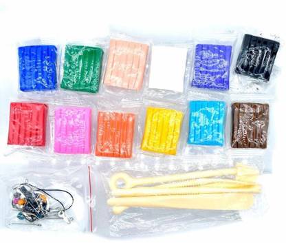BM RETAIL 24 Pcs Polymer Clay Kit with Key Chain Assorted Hooks and Beads