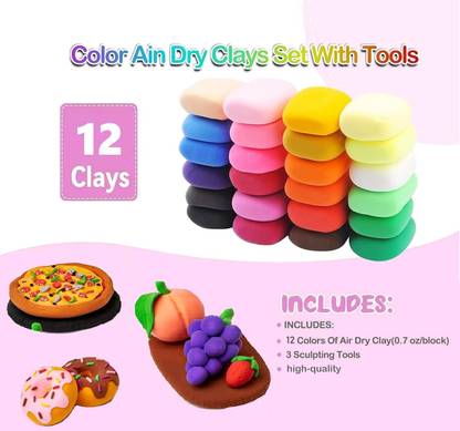 Do Pal DIY Colourful Bouncing Clay Non-Toxic Modeling Air Dry Clay with Tools (6 Pcs)