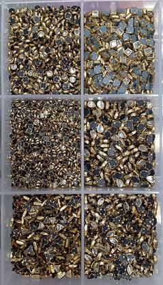 Sadhusadhya Kundan Stones Combo of 6 Different Shapes in Silver Colour for Craft