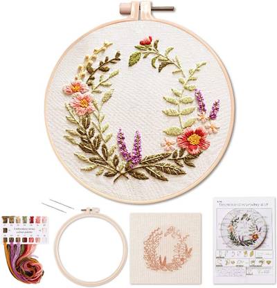 Qroof Embroidery Starter Kit with Pattern, Cross Stitch Set