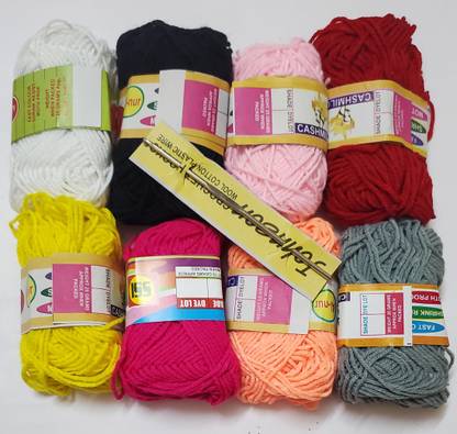 ShopTalk pack of 8 woolen ball with 1 crochet