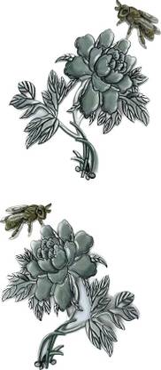 ANI ACCESSORIES Flower Bee 2pcs Iron on Patches, Cloth Sticker PVC Patches for DIY Art & Craft