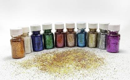 Mallexo Pack of 20 Packet Sparkling Glitter Powder for Art and Craft Work | Multi-Color Dry Glitter for Craft Work(2.5g)