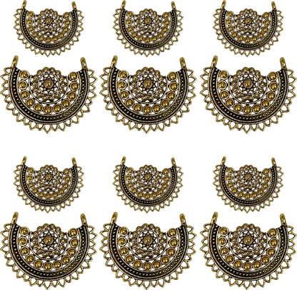 Weariton Gold Plated 6 small & 6 Large Pendant / Connector For Earring / Jewellery Making