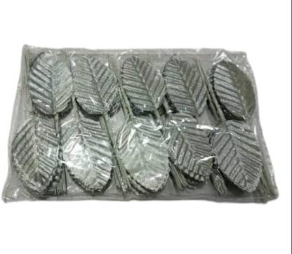 AAASAH Artificial Leaves and Stem (Silver, 10 Pieces)