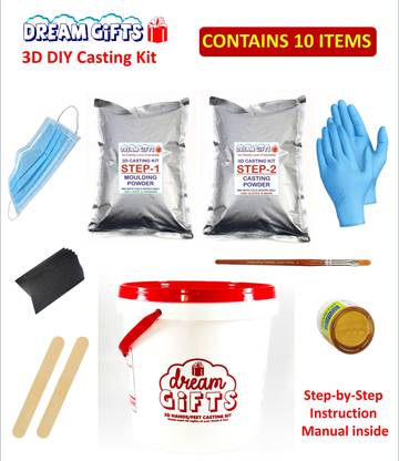 Dream Gifts Couple Hands 3D Casting Kit (Moulding Powder 750 GMS, Casting Powder 1 KG, Pack of 10 items)