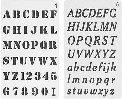 DEZIINE 2 pcs Alphabet Stencils, Letter Stencil, Lettering Alphabet Letters and Numbers