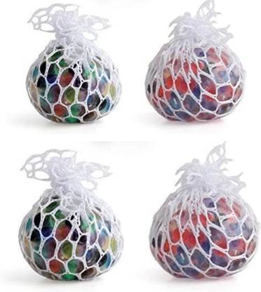 Waaome ( 4 Pcs ) Mesh Squishy Balls Mesh Stress Balls Rubber Sensory Balls (G33)
